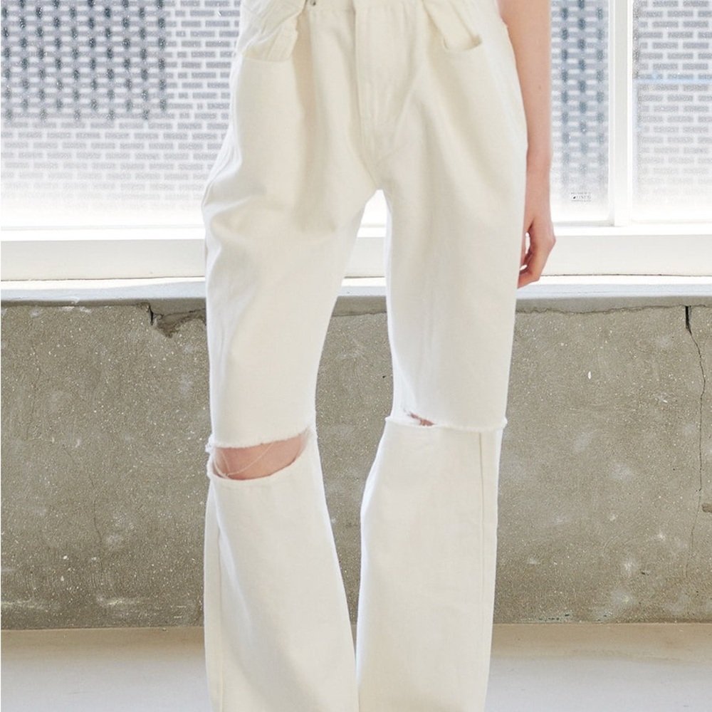 BNWT Storets Vera Slash Cutout Jeans - adjustable cinch waist S/M white - Picture 12 of 14
